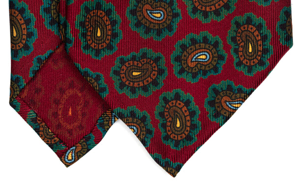 3-Fold Untipped Chiaia Luxury English Silk – Amulet  Pattern Burgundy