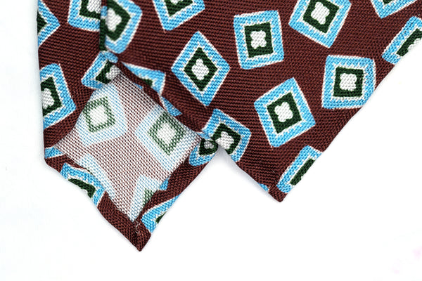 3-Fold Untipped Rada Woven Silk – Cubic Medallion Brown