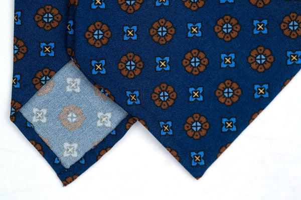 3-Fold Untipped Capua Luxury Madder Silk Tie – Floral Blue Avion
