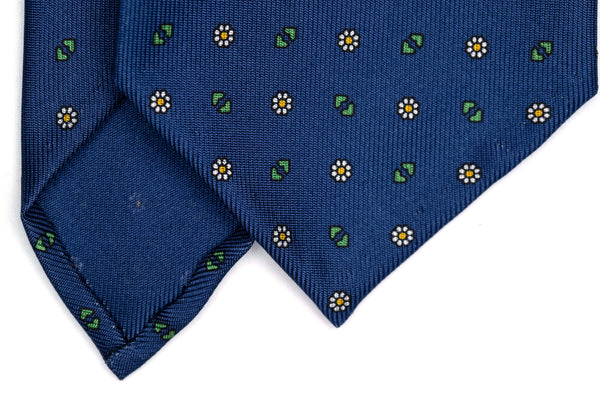 3-Fold Untipped Capri Luxury English Silk –Floral Navy Blue