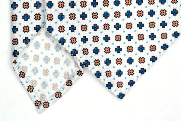 3-Fold Untipped Positano Luxury English Silk – Floral White