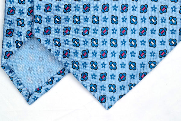 3-Fold Untipped Capri Luxury English Silk – Floral Royal Blue