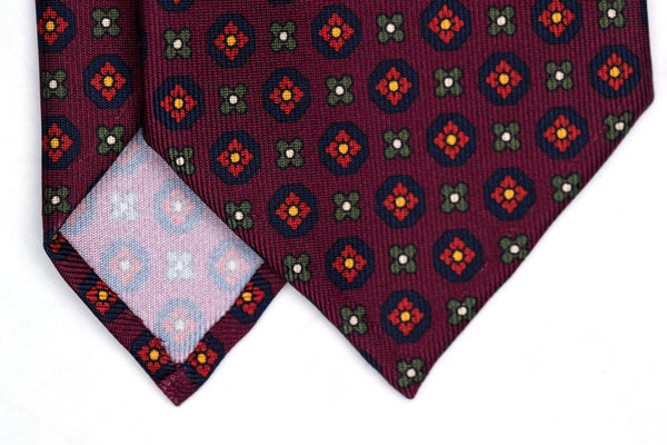 3-Fold Untipped Capri Luxury English Silk – Floral Burgundy