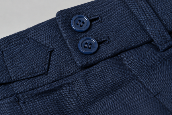 Handmade High-waist Trousers - Irish Linen Navy blue