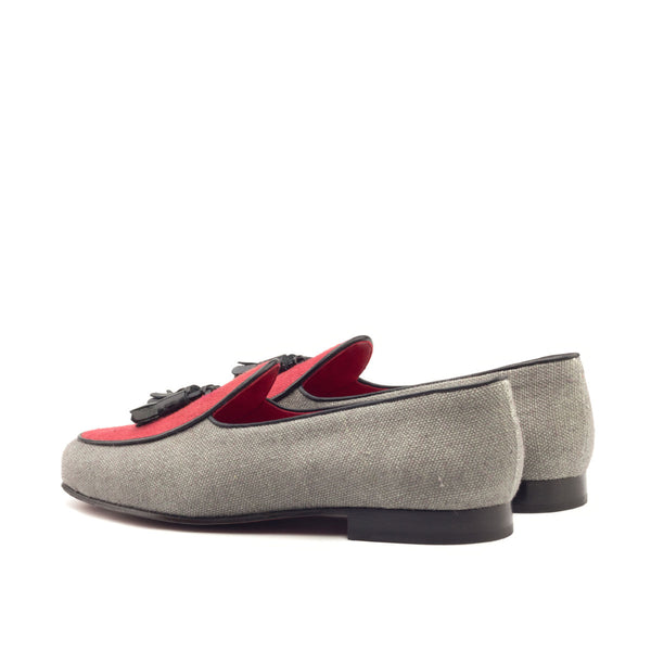 Belgian Loafers Tassel Linen - Grey/Red