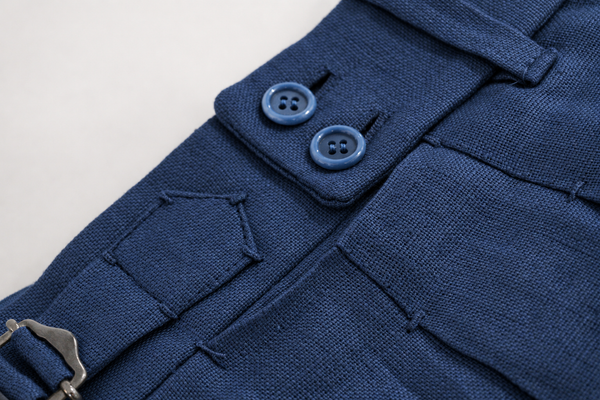 Handmade High-waist Trousers - Irish Linen Navy blue