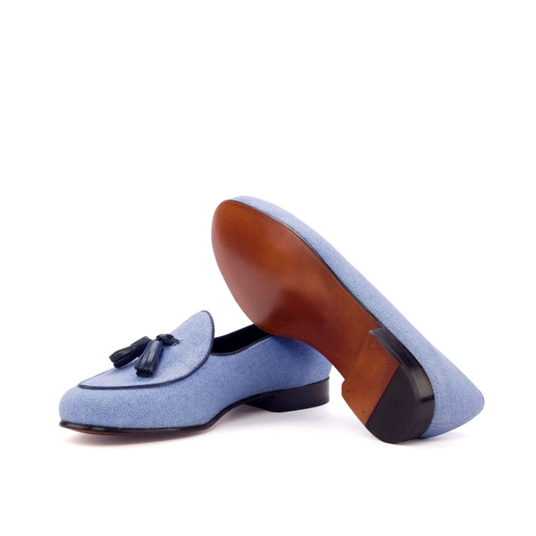 Belgian Loafers Tassel Linen - Light Blue