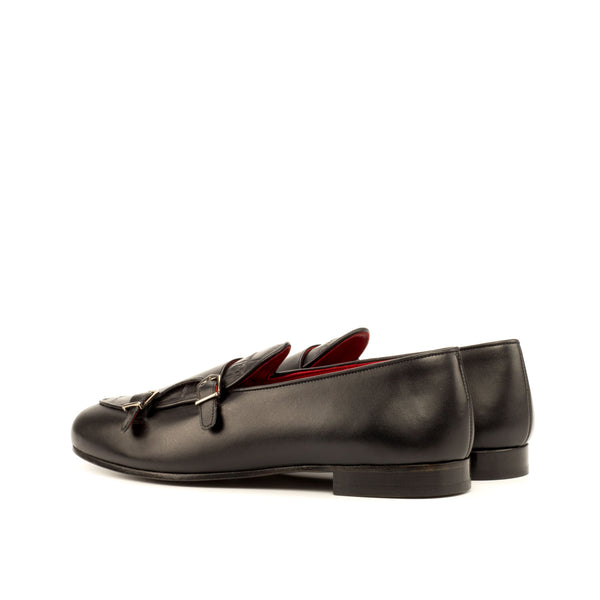Monk Slippers Painted Calf & Croco - Black