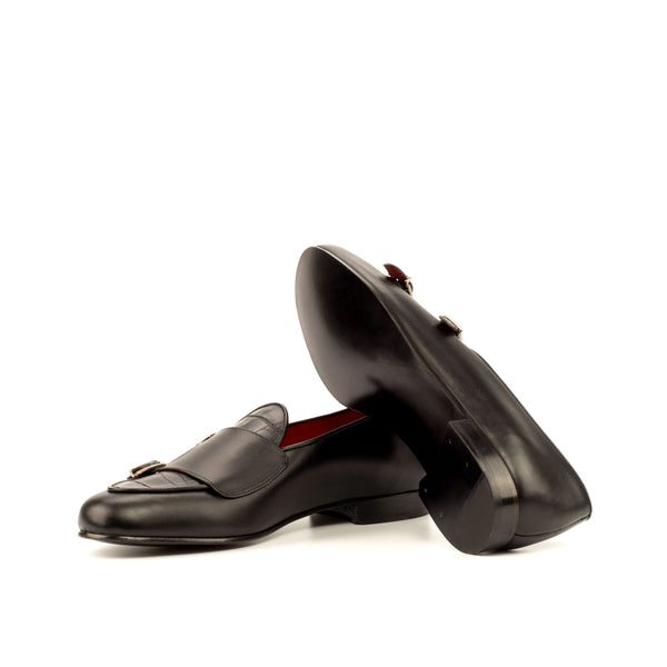 Monk Slippers Painted Calf & Croco - Black