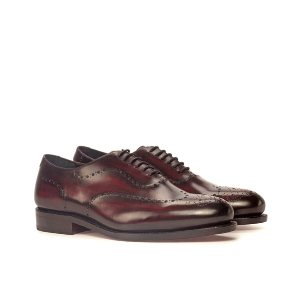 Whole Cut Blck Box Leather - Handmade Burgundy Patina