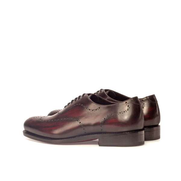 Whole Cut Blck Box Leather - Handmade Burgundy Patina