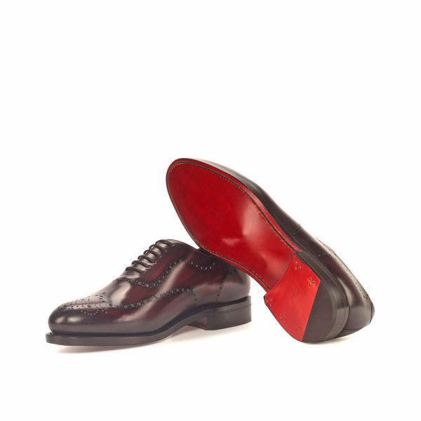 Whole Cut Blck Box Leather - Handmade Burgundy Patina