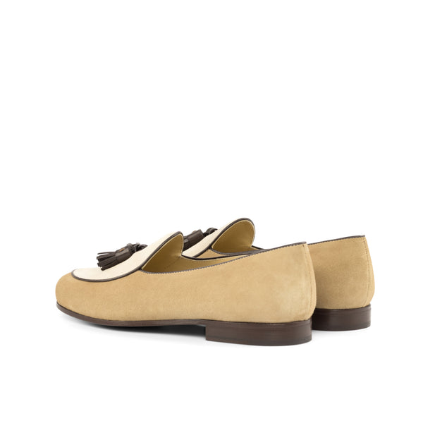 Belgian Loafers Tassel Sued - Ivory/Camel