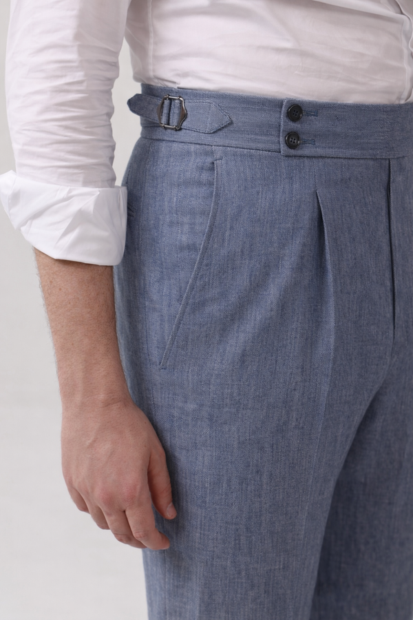 Light Blue Denim Sartorial Trousers - Made in Italy