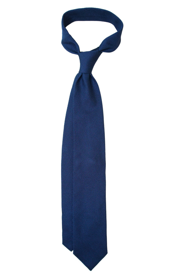 3- Fold Amalfi Grenadine Garza Silk Tie - Navy Blue