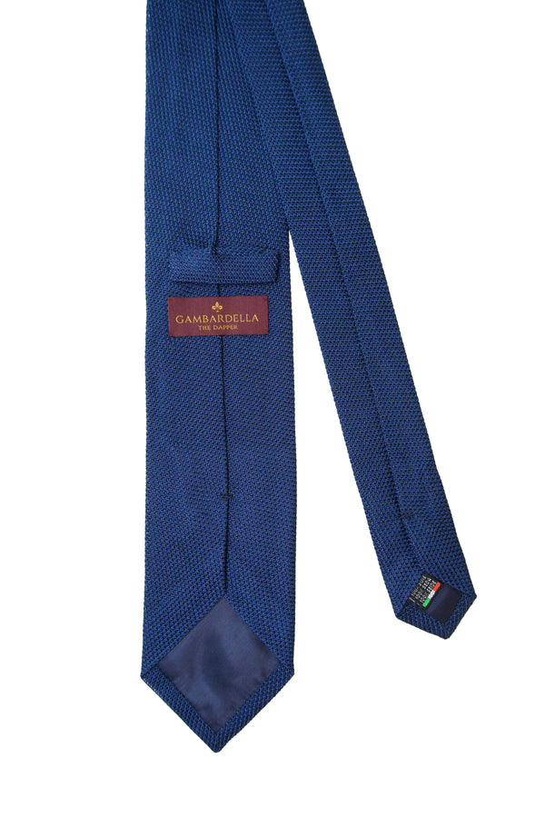 3- Fold Amalfi Grenadine Garza Silk Tie - Navy Blue