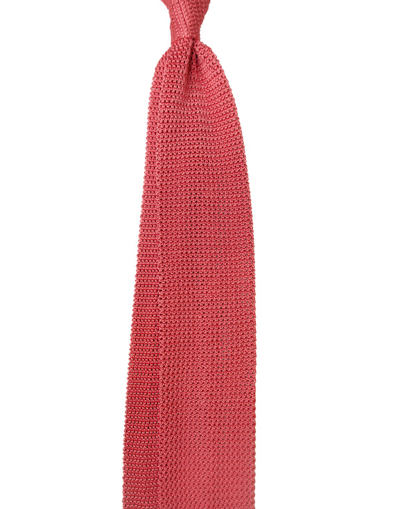 3- Fold Amalfi Knitted Silk Tie - Coral Red