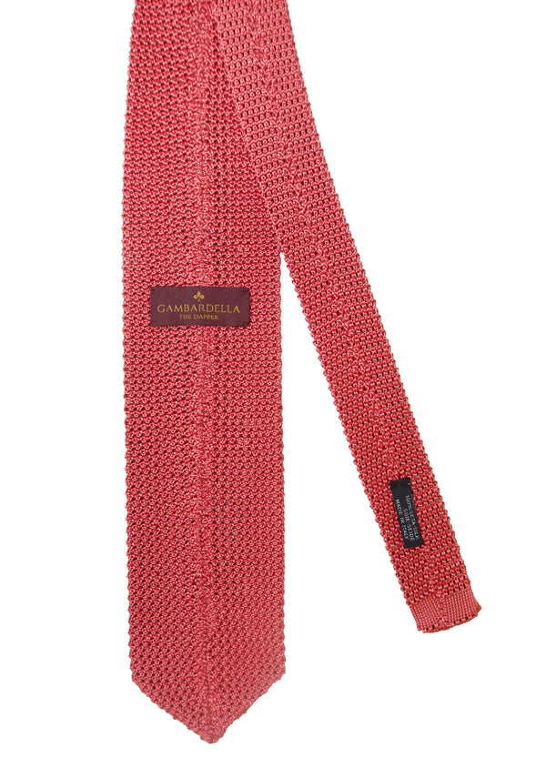 3- Fold Amalfi Knitted Silk Tie - Coral Red