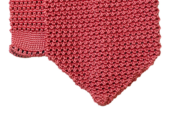 3- Fold Amalfi Knitted Silk Tie - Coral Red
