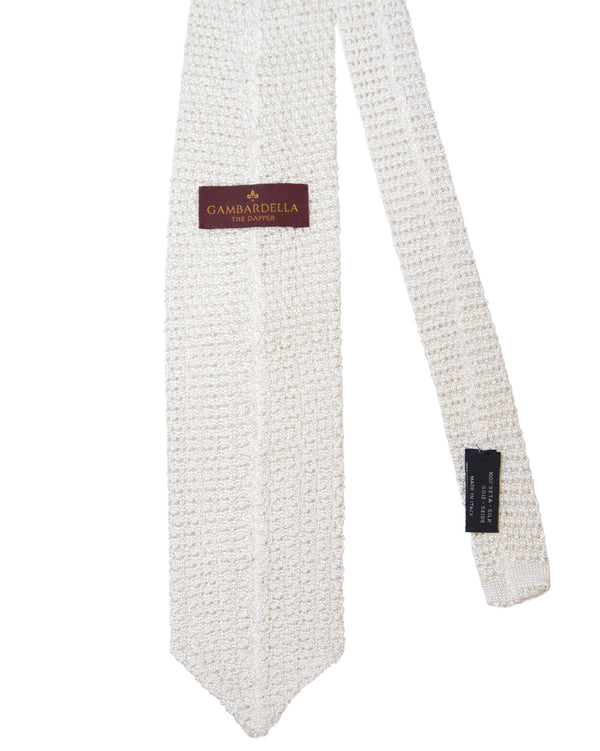 3 - Fold Amalfi Knitted Silk Tie - White