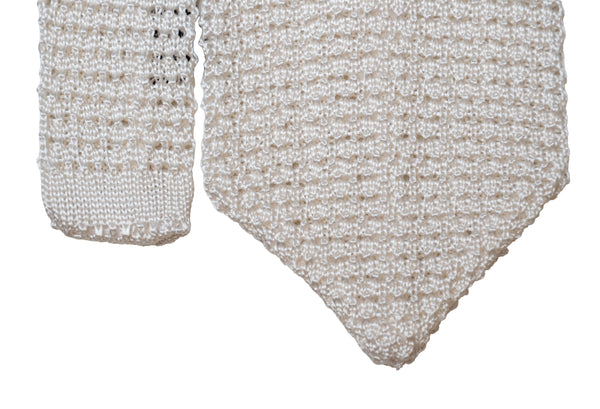 3 - Fold Amalfi Knitted Silk Tie - White