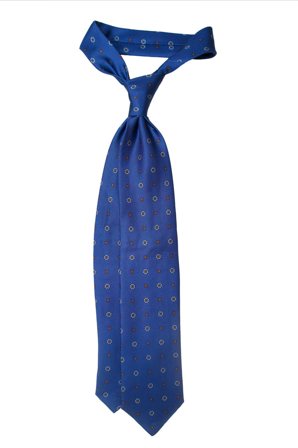 3- Fold Capri Luxury Twill Silk Tie - Floral Navy Blue