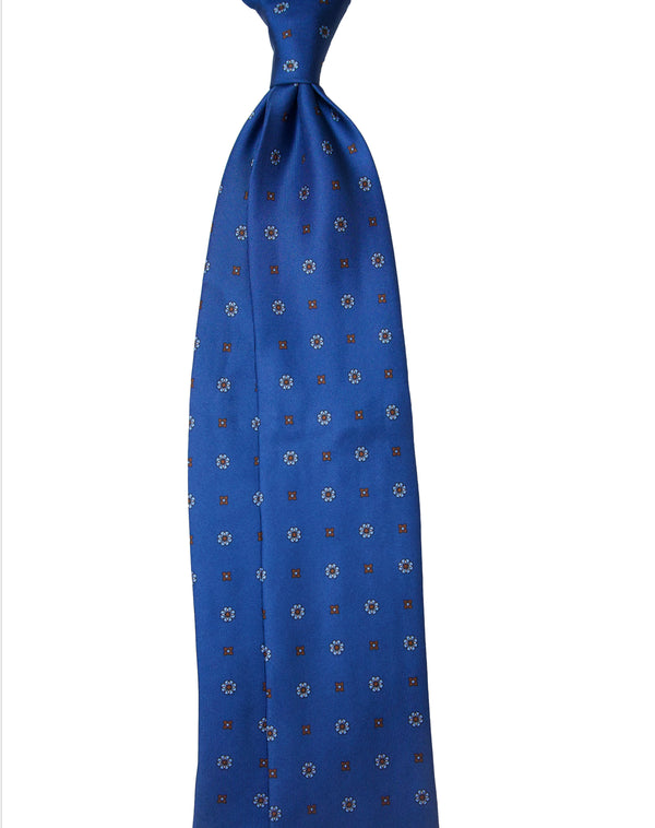 3- Fold Capri Luxury Twill Silk Tie - Floral Navy Blue