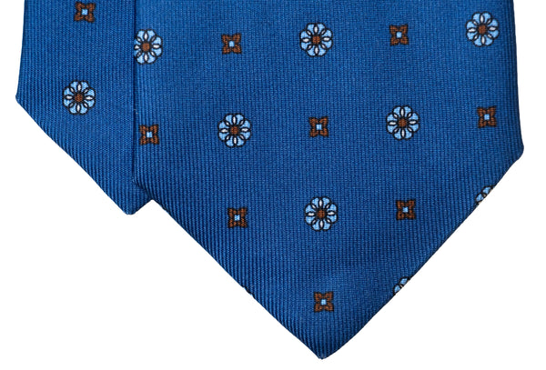 3- Fold Capri Luxury Twill Silk Tie - Floral Navy Blue