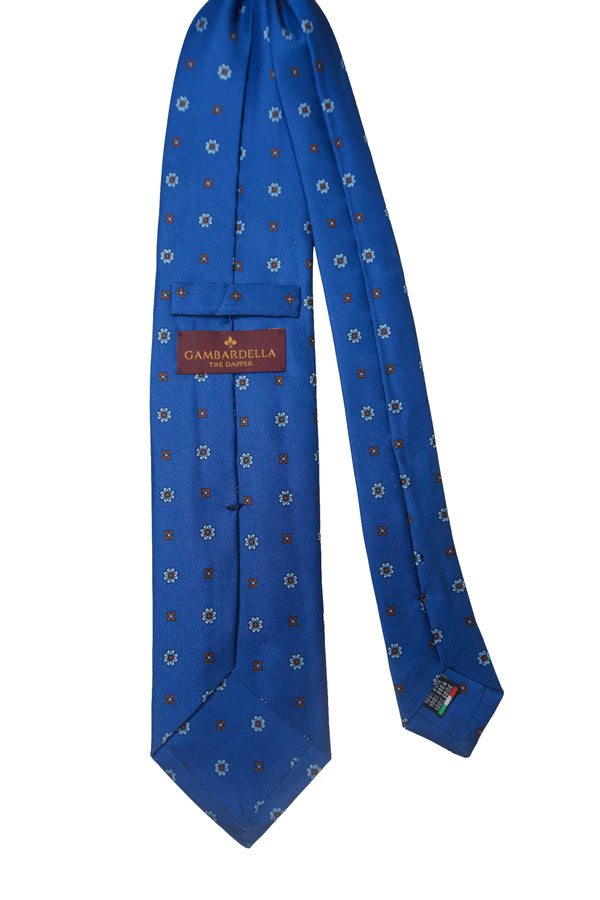 3- Fold Capri Luxury Twill Silk Tie - Floral Navy Blue