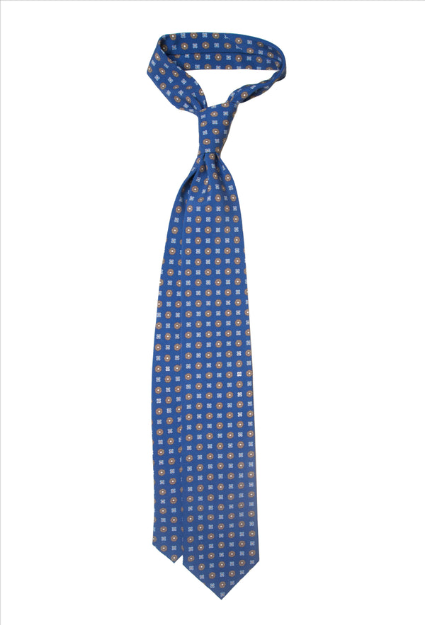 3- Fold Capua Luxury Madder Silk Tie - Floral Blue