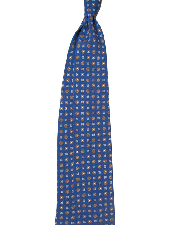 3- Fold Capua Luxury Madder Silk Tie - Floral Blue