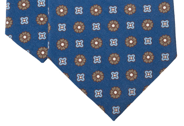 3- Fold Capua Luxury Madder Silk Tie - Floral Blue