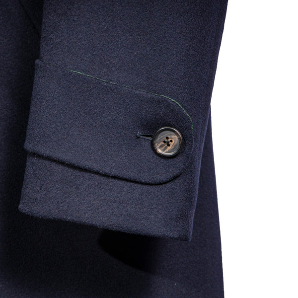 Double Breasted Overcoat Shawl Collar - Navy Blue 100% Cashmere