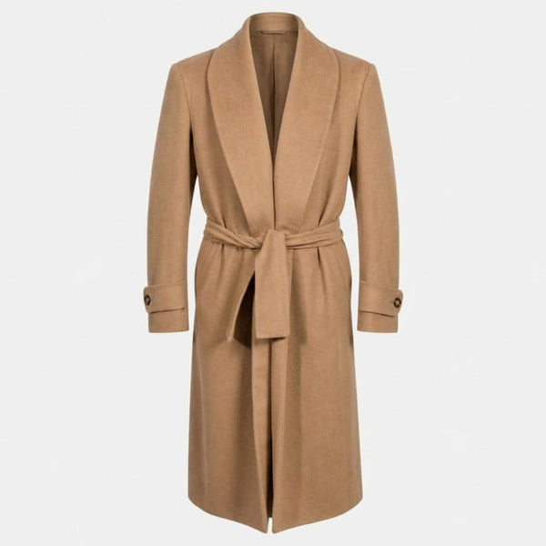 Double Breasted Overcoat Shawl Collar- Camel 100% Cashmere