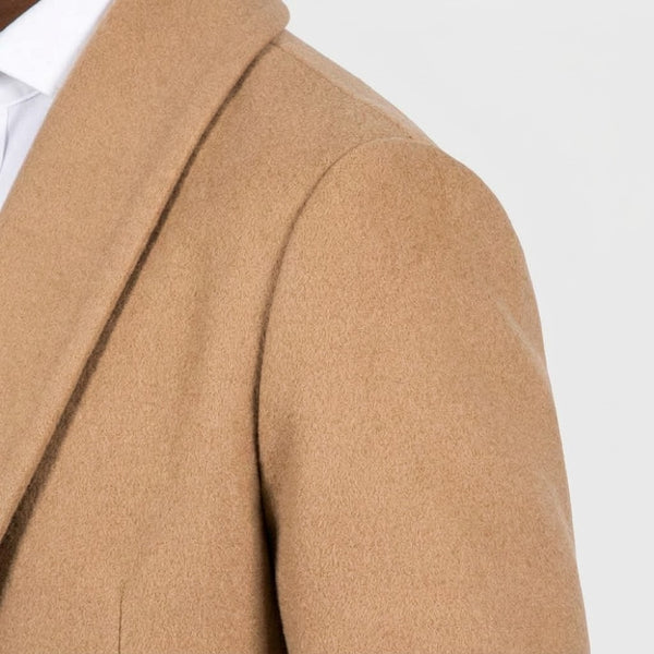 Double Breasted Overcoat Shawl Collar- Camel 100% Cashmere
