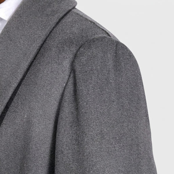 Double Breasted Overcoat Shawl Collar - Mid grey 100% Cashmere