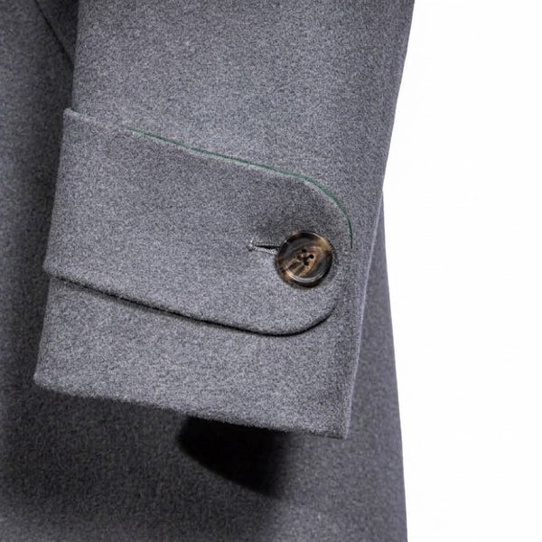 Double Breasted Overcoat Shawl Collar - Mid grey 100% Cashmere