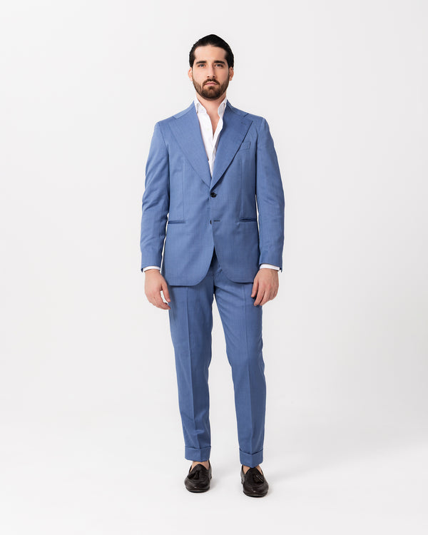 Light Blue Single Breast Sartorial Suit- Made in italy