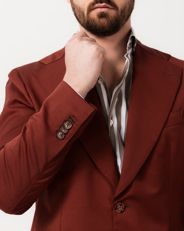 Terracotta Single Breast Sartorial Suit - Made in Italy