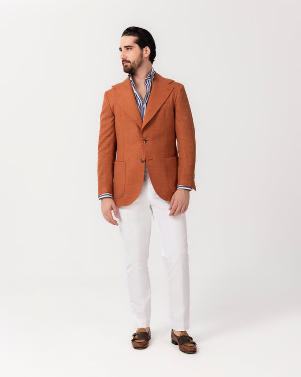 Orange Single Breast Jacket - Made in Italy