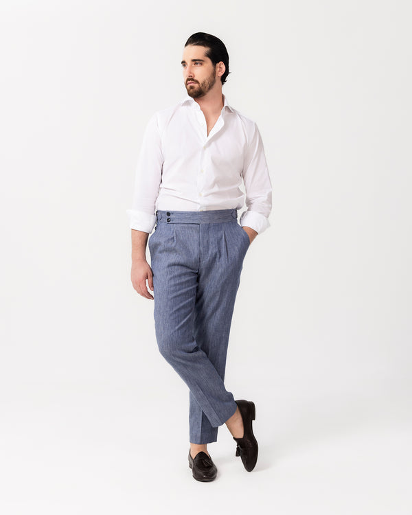 Light Blue Denim Sartorial Trousers - Made in Italy