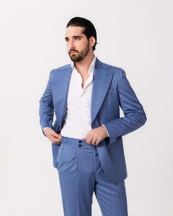 Light Blue Single Breast Sartorial Suit- Made in italy
