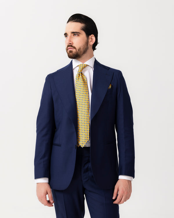 Navy Blue Single Breast Suit - Made in Italy