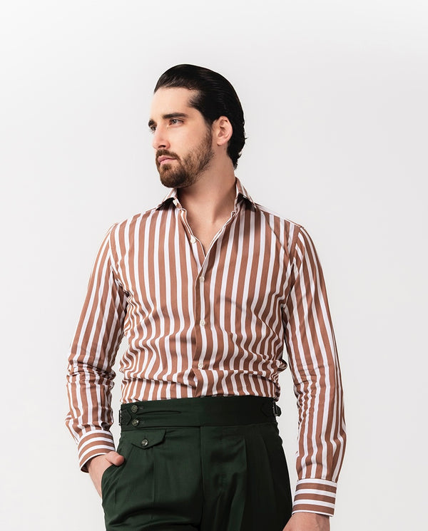 Stripe Bronze Shirt Satoriale - Made in Italy