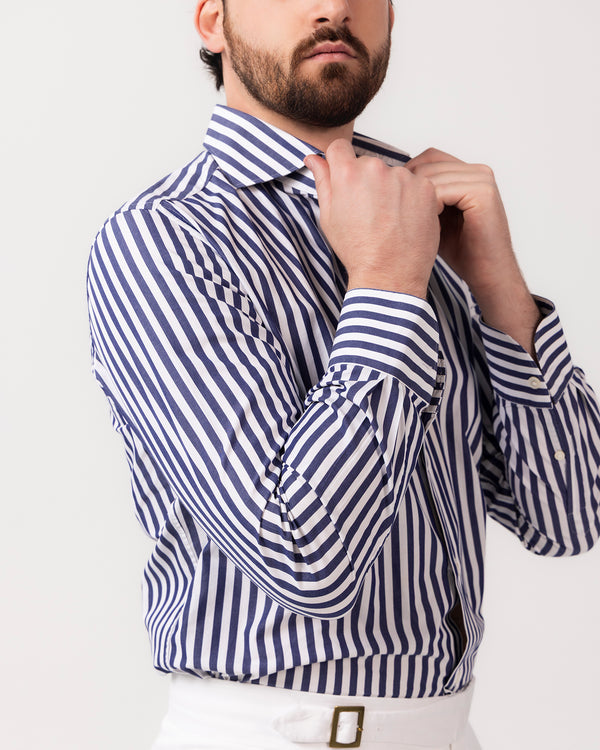 Stripe Blue Shirt Sartoriale - Made in Italy