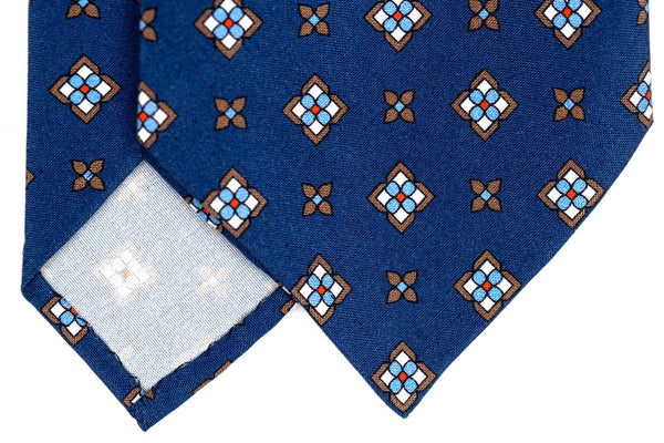 3-Fold Untipped Capua Luxury Madder Silk Tie – Floral Blue
